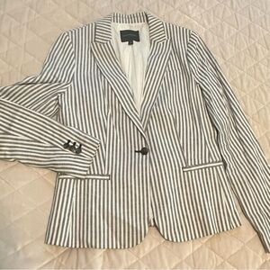 Banana Republic Black and White Striped Blazer